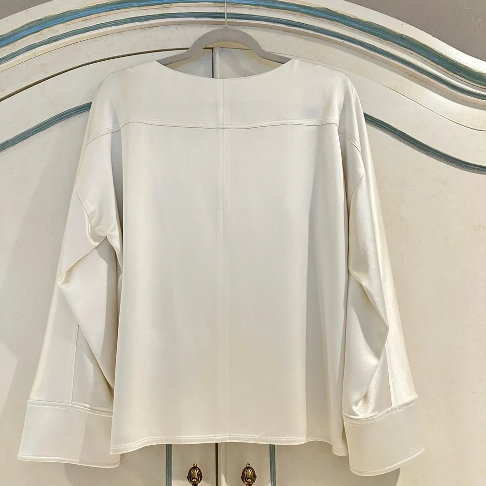 3.1 Phillip Lim white/ crepe long sleeve top - Picture 3 of 3